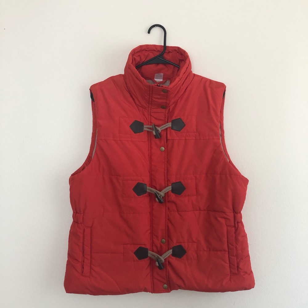 Orange Zipper Puffer Vest